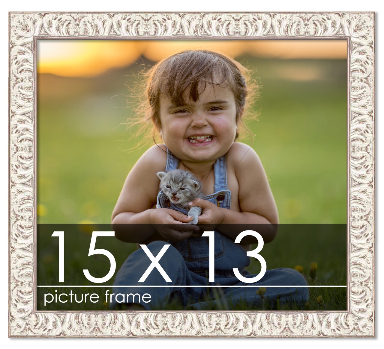 15x13 Refined White Picture Frame - UV Acrylic, Foam Board Backing, Hanging Hardware